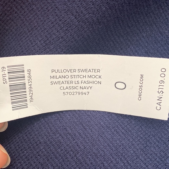Chico’s Milano-Stitch Mock-Neck Pullover Sweater classic navy. (0) - Picture 12 of 12